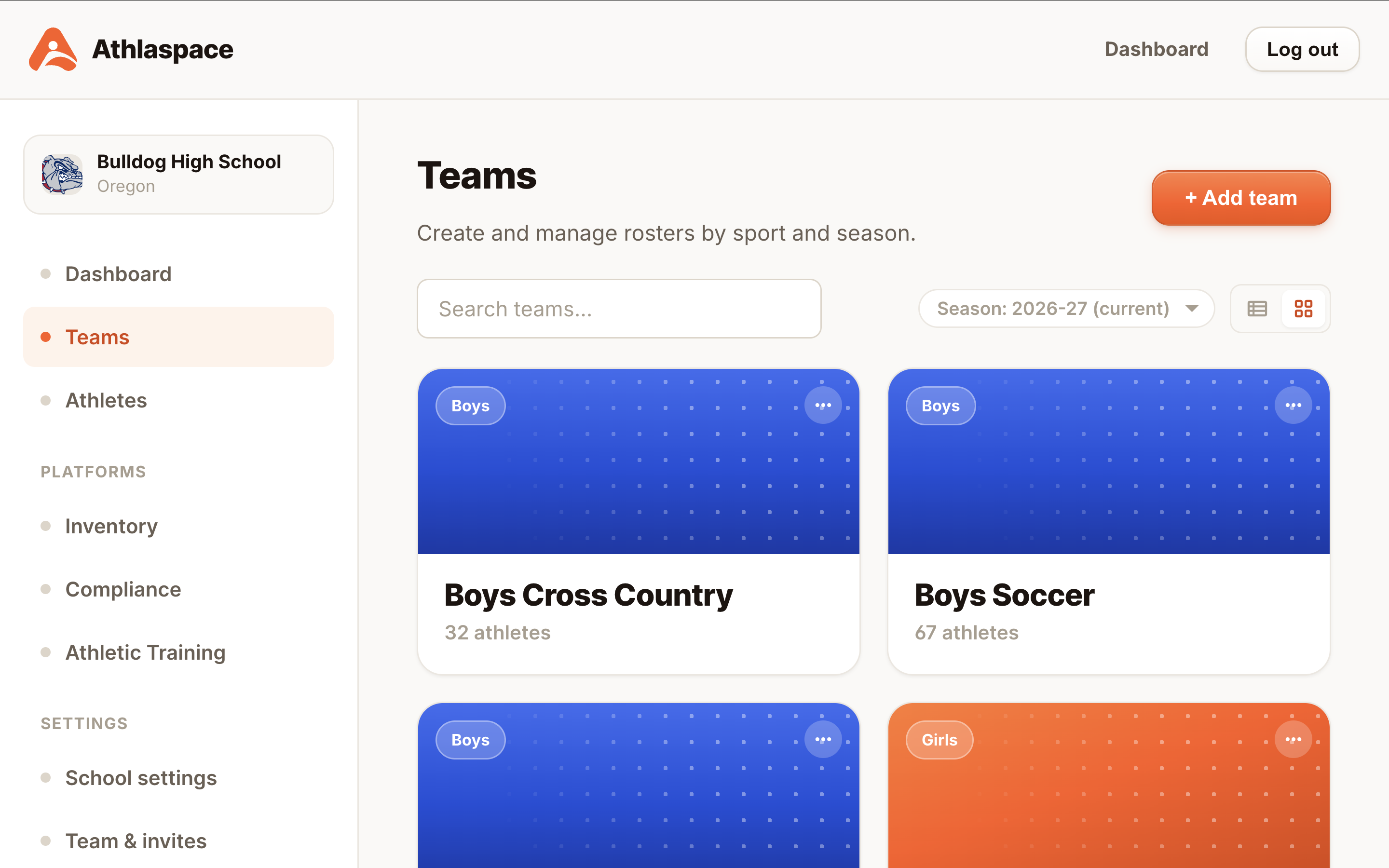 Athlaspace admin dashboard